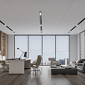 modern public office area open office general manager office 3d model