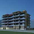 Modern Multi Storey Residential Building With Glass Balconies Brown Exterior And Grass Area