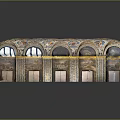 Cartoon Scene Featuring Ornate Architecture With Painted Ceiling Arches Columns And Doors