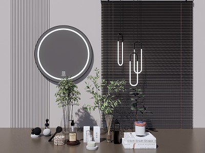 Modern toiletries bathroom green plant cosmetics toiletries venetian blinds combination model