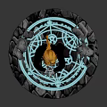 Blonde Character In Black Outfit Standing On Glowing Rune Base Emitting Blue Lightning From Hands