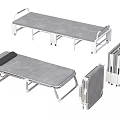 Portable Foldable Metal Frame Bed With Gray Mattress In Various Positions