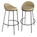 MISSANA Modern Italian Style Simple Fabric Bar Chair Bar Stool 3d model