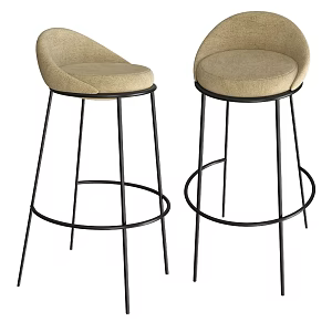 MISSANA Modern Italian Style Simple Fabric Bar Chair Bar Stool 3d model