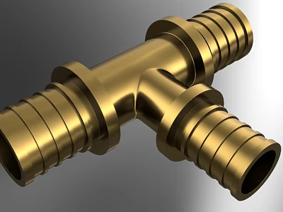 Brass T Shaped Pipe Fitting For Plumbing 3d model