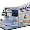 Minebea Modern Exhibition Booth With White Blue Design Reception Desk And Branding Elements