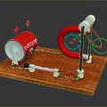 Cola Cola Can Science Experiment Model With Wooden Base Red Green Coils And Metal Stands