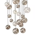 Modern Spherical Chandelier Featuring Woven Metal Texture Hanging Multiple Pendants