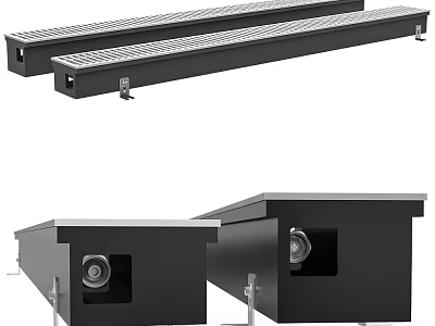Black Metal Long Strip Structural Components With Durable Mounting Holes Design 3d model