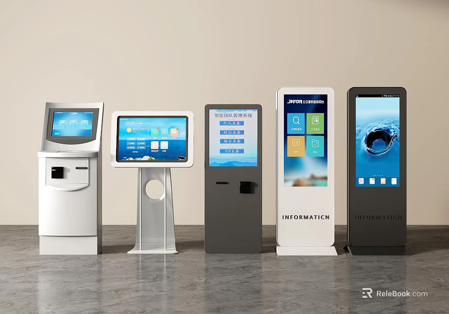 Interactive Kiosk Collection With Various Modern Designs And Touch Screen Displays 3d model 