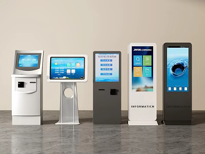 Interactive Kiosk Collection With Various Modern Designs And Touch Screen Displays 3d model