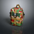 Camouflage Pattern Utility Bag With Metal Buckle And Adjustable Straps For Daily Use