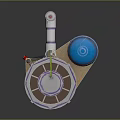 Tactical Weapon Device With Blue Cylinder White Pipes And Red Components