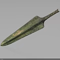 Ancient Bronze Spear Historical Weapon With Rustic Patina And Antique Design