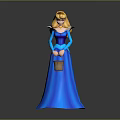 Blonde Haired Princess In Blue Long Dress Holding Woven Basket Standing Figurine