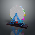 Miniature Ferris Wheel Model With White Wheel Blue Frame Colorful Cabins On Black Base