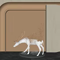 Exquisite Carved Deer Sculpture With Silver Body And Golden Decor On Marble Floor