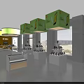 Modern Digital Store Interior With White Display Counters Pendant Lights And Electronic Products