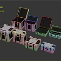 Practical Storage Cabinets With Various Sizes Open And Closed Design For Home Organization 3d model