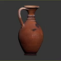 Red Vintage Pottery Jug With Handle Glazed Surface And Classic Design