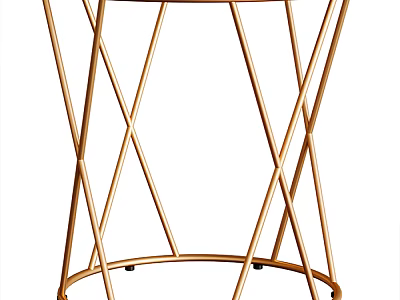 Modern Gold Metal Coffee Table With Geometric Crossed Frame And Sleek Round Base 3d model