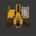 Yellow Tracked Construction Excavator With Large Bucket And Enclosed Cab