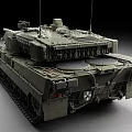 Detailed Military Tank Model With Long Cannon And Green Armor Tracks