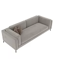 Modern Beige Fabric Multi-seat Sofa With Brown Cushions And Black Metal Legs