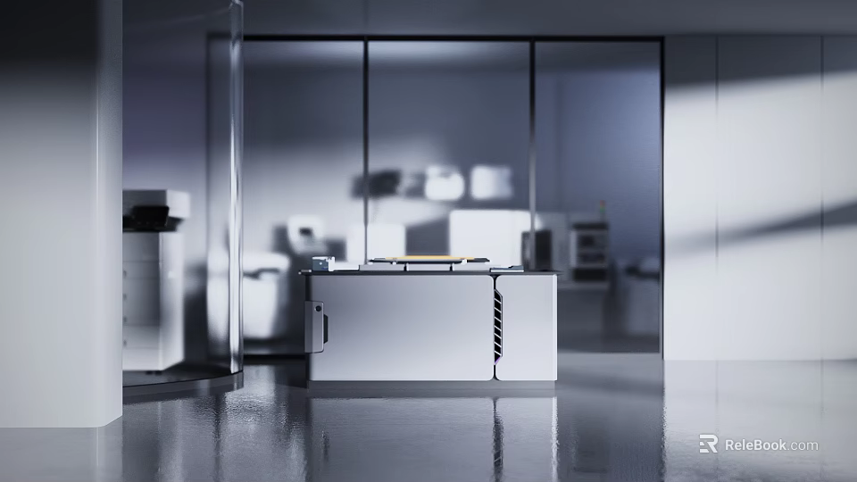 Modern Laboratory Interior Design With High Tech Equipment And Glass Enclosures 3d model 