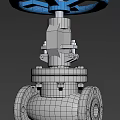 Stainless Steel Industrial Valve With Blue Wheel Handle And Flange Connections