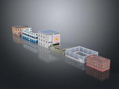 Row of Residential Buildings With Diverse Styles Colorful Facades And Modern Architectural Designs 3d model