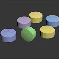 Vibrant Assorted Colorful Round Candy Pieces in Purple Yellow Blue Green