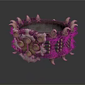 Ornate Decorative Armband With Metal Spikes Circular Plates Colorful Woven Bands And Fur Trim