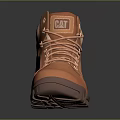 CAT Orange Work Boots With Lace Up Design And Durable Rubber Sole 3d model