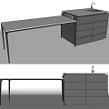 Modern Kitchen Counter With Long Top Drawer Cabinets Sink And Cooktop