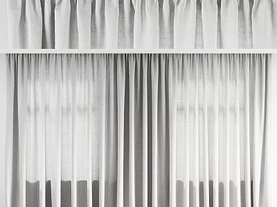 White Modern Curtains With Soft Texture For Living Room Window Decor 3d model