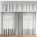 White Modern Curtains With Soft Texture For Living Room Window Decor 3d model