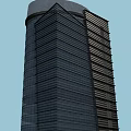 Modern High rise Office Building Exterior With Glass Curtain Wall And Vertical Striped Design