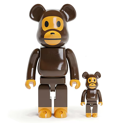 Brown Bear Dolls Large and Small Sizes with Yellow Face Hands and Feet 3d model