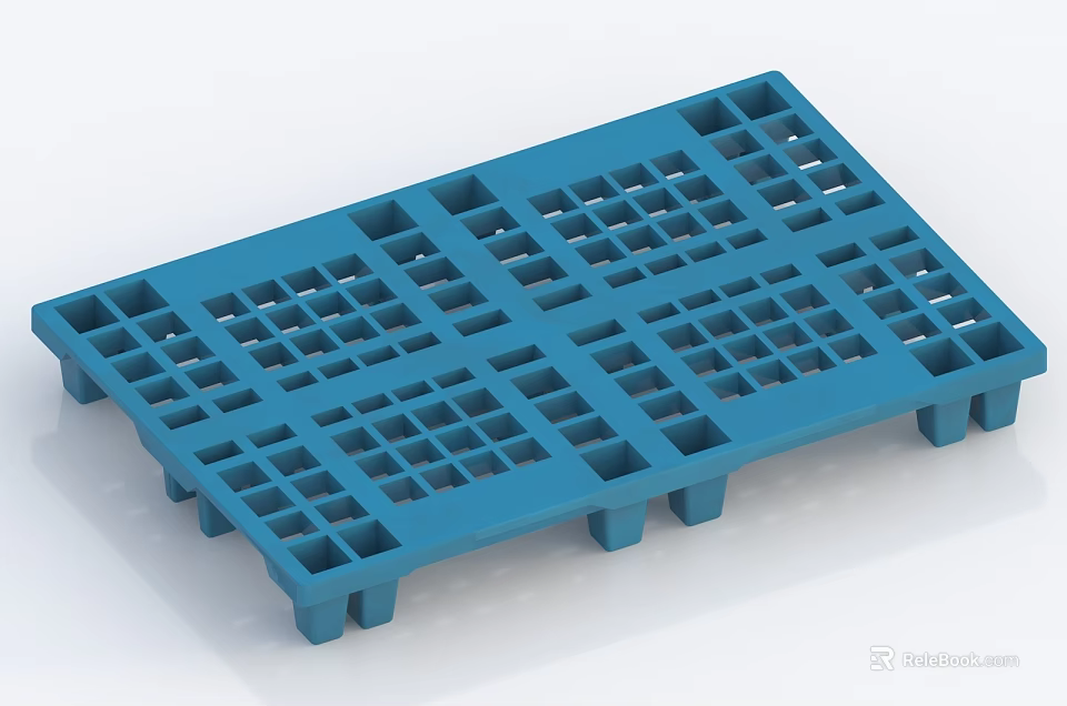 Industrial Equipment Blue Plastic Pallet with Grid Design for Warehouse Storage and Logistics Transport 3d model 