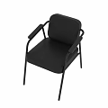 Modern Black Leather Single Sofa With Metal Frame Armrests For Living Room Interior