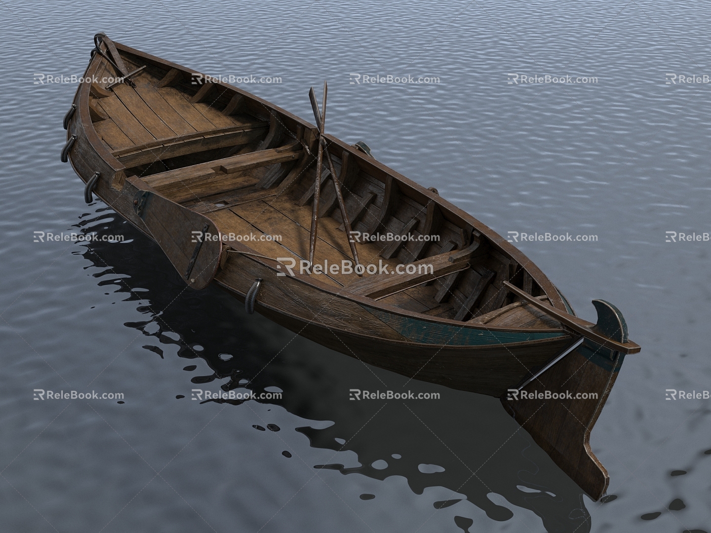 Style Wooden Boat Boat Fishing Boat 3d model