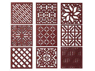 New Chinese Style Flower Lattice Window Carved Hollow Carved Window Corner Carved Gypsum Line Carved Window Pattern Carved 3d model