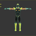 Futuristic Superhero Costume In Black Yellow Orange With Glowing Eyes And Reflective Boots