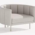 Modern Single Sofa With Curved Backrest Light Gray Upholstery And Metal Legs