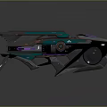 Futuristic Sci Fi Mechanical Device With Neon Green Purple Lights And Metallic Structure