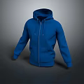 Stylish Blue Zippered Hoodie Casual Long Sleeve Design With Front Pocket