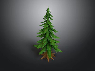 Natural Evergreen Pine Tree With Green Foliage And Brown Trunk Base 3d model