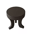 Round Wooden Stool With Tree Ring Texture And Curved Legs Modern Design 3d model
