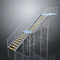Industrial Metal Staircase With Yellow Steps And Metal Handrails Frame Design